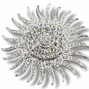 VINTAGE JBK CAMROSE & KROSS PAVE RHINESTONE SUN SUNBURST BROOCH
